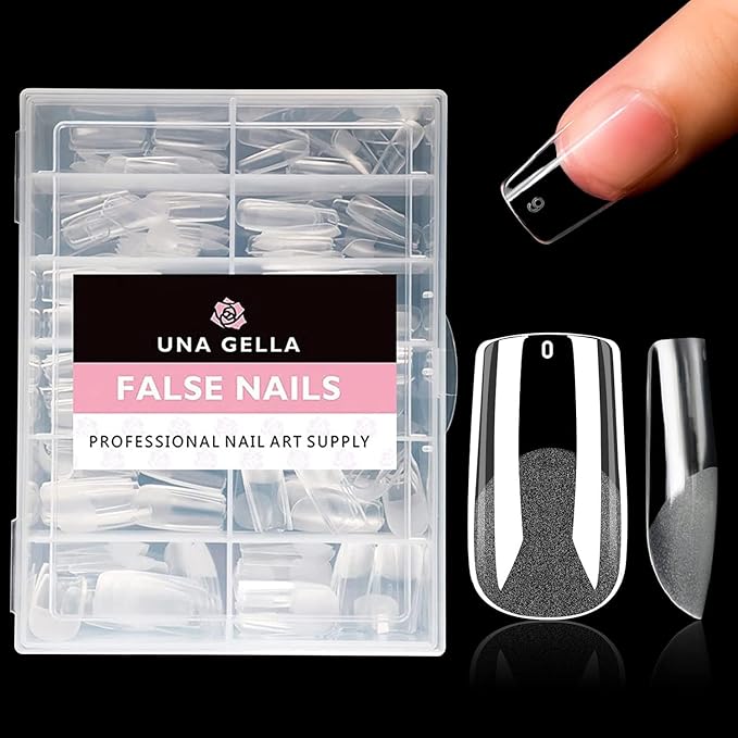 UNA GELLA Medium Square Nail Tips: 216pcs Square Press on Nails Pre-shape Clear - Image 9