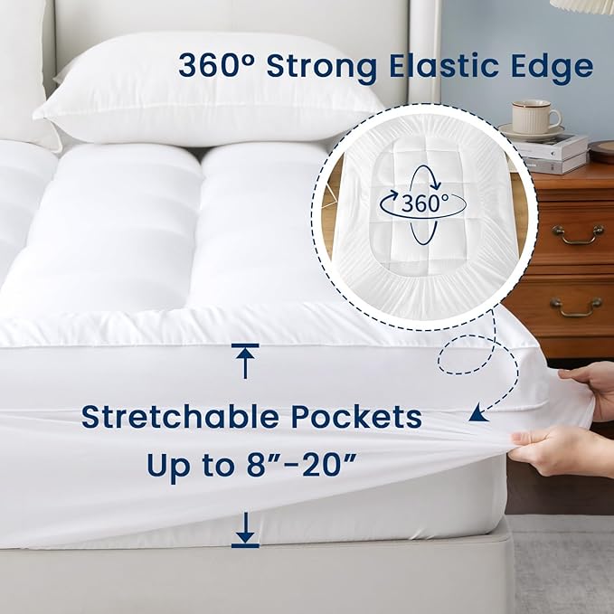 YUGYVOB Twin Size Mattress Pad Extra Thick, and Breathable Mattress Topper - Image 7