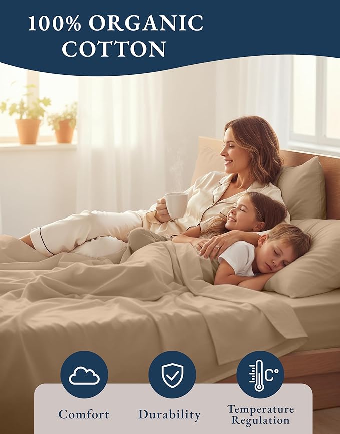 LANE LINEN 100% Organic Cotton California King Sheets Set, 4-Piece Organic - Image 6