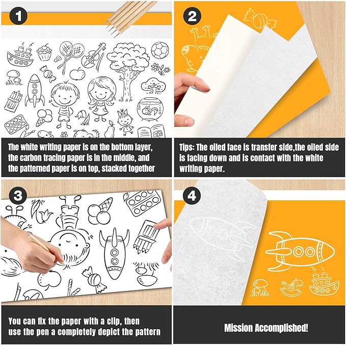 PSLER 30PCS White Carbon Transfer Paper for Wood Burning Craft, Paper, Canvas and Other Art Craft Surfaces A4 Size 8.27 X 11.81 Inch