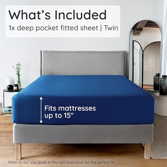 Bambaw 100% Viscose Derived from Bamboo Fitted Sheet Twin Size, Cooling Fitted - Image 2