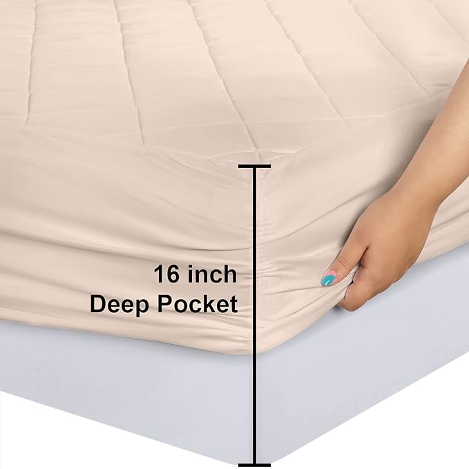Utopia Bedding Quilted Fitted Mattress Pad, Queen Size, Elastic Fitted Mattress - Image 3