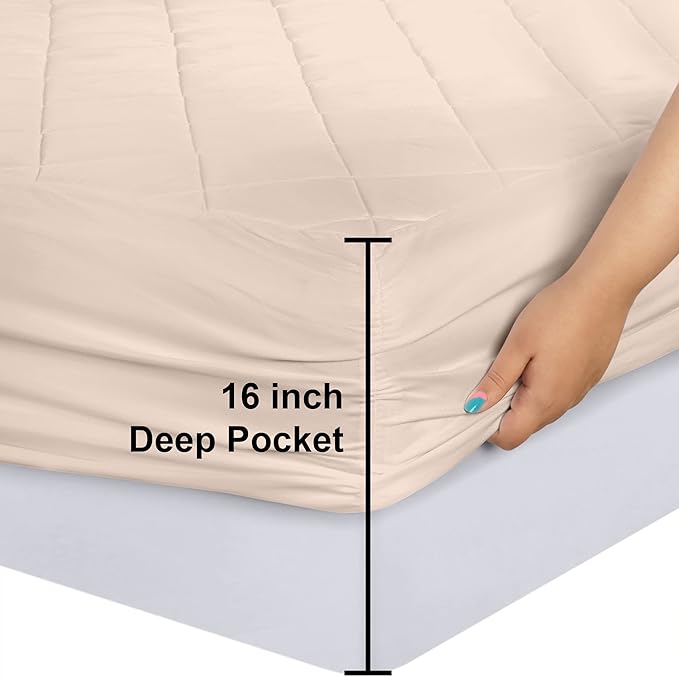 Utopia Bedding Quilted Fitted Mattress Pad, Full Size, Elastic Fitted Mattress - Image 3