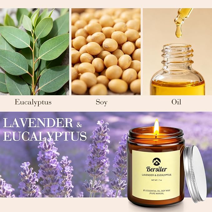 Aromatherapy Candles, Scented Candles, 7OZ Lavender Eucalyptus Candles Stress - Image 2