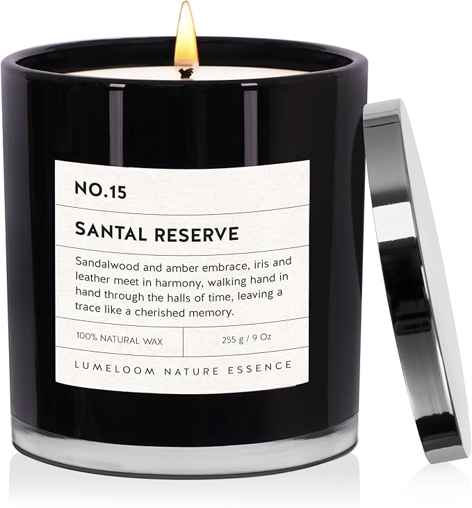 LUMELOOM Santal Reserve Luxury Scented Candles, 9oz Soy Wax Candles by Unknown