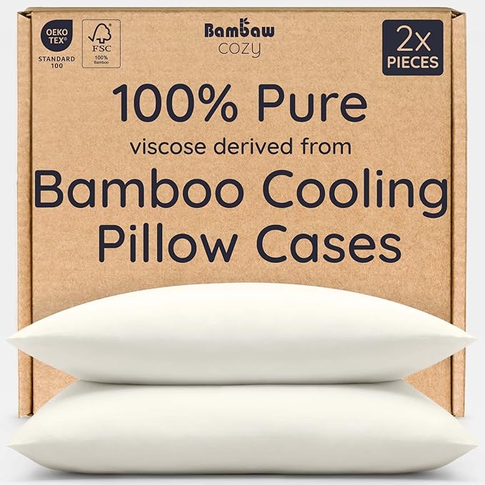 Bambaw 100% Viscose Derived from Bamboo Pillowcase Queen Size – Set of 2 Queen by Bambaw