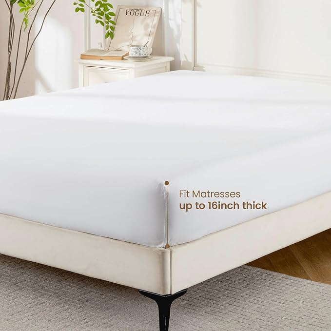 ROSE&RISY White King Fitted Sheet, Soft and Breathable - Image 7