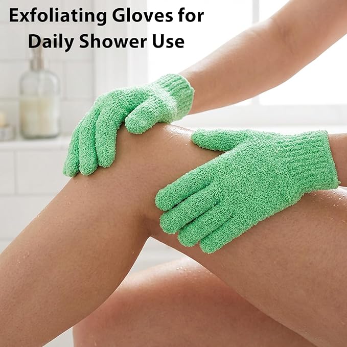 6 Pairs Exfoliating Gloves for Shower, Body Scrubber Mitts in Blue, Korean - Image 7