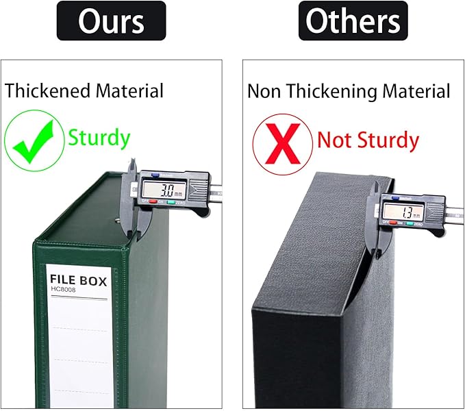 URbantin 6 Pack Foldable Plastic Box Files A4 with Metal Clip,65mm Spine,Document Archive Folders for Office（Green）