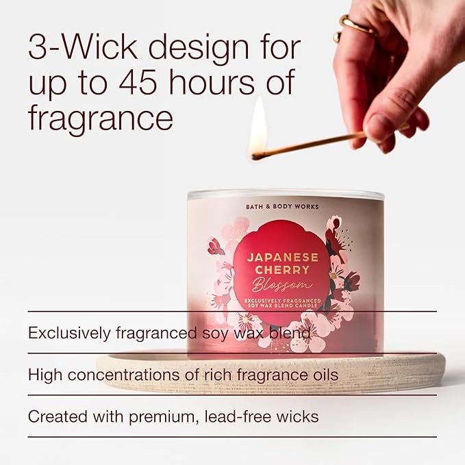 Bath & Body Works Japanese Cherry Blossom 3-Wick Candle - Image 4