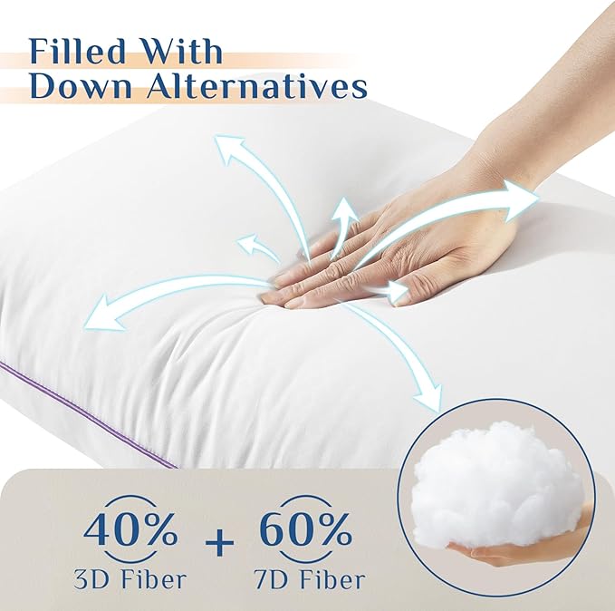 JOLLYVOGUE Pillows Standard Size Set of 6, Washable Supportive 6 Pack Bed - Image 3