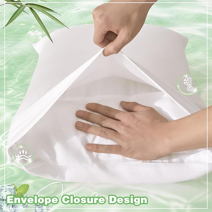 Homiest Cooling Pillow Cases Queen Size Set of 2, 100% Rayon Derived from - Image 5