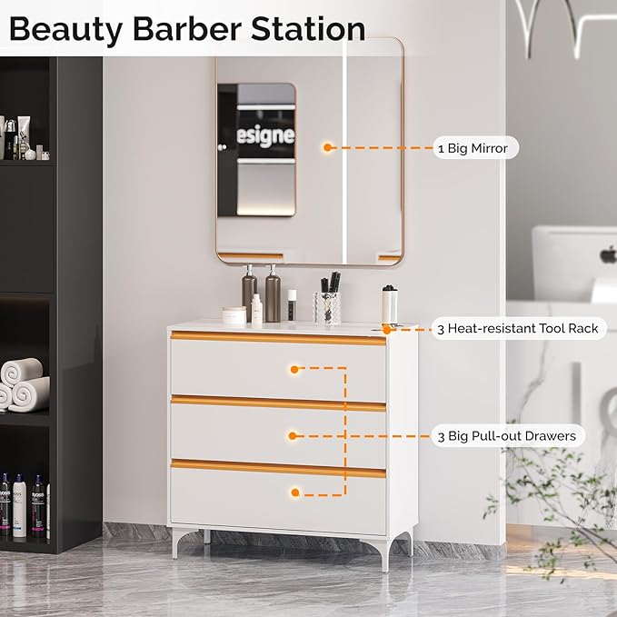 OmySalon Salon Station for Hair Stylists, Free Standing Barber Cabinet - Image 5