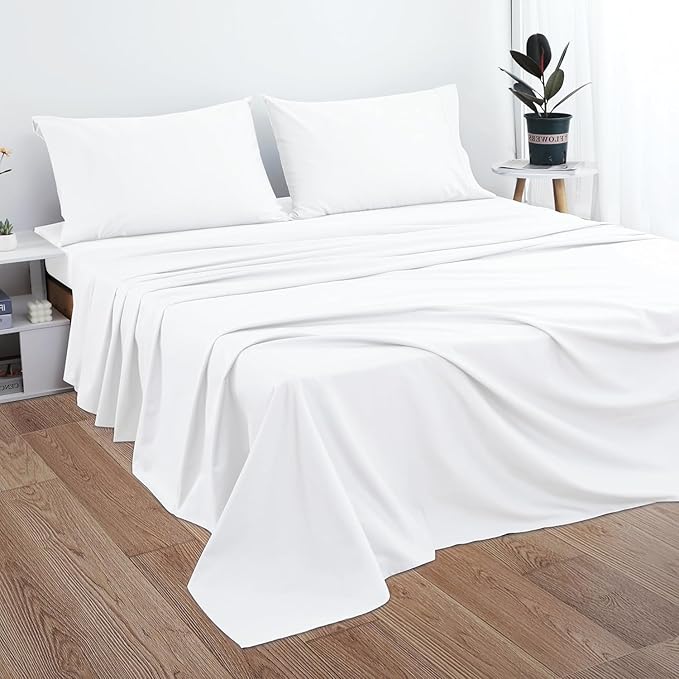 Luxury King Size Flat Sheet -100 Percent Egyptian Cotton, Beutifull White Plain - Image 3