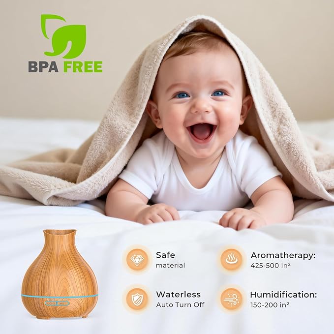 BZseed Aromatherapy Essential Oil Diffuser 550ml 12 Hours Wood Grain Aroma - Image 7