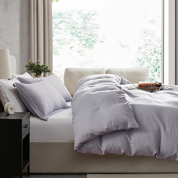 Nestl Grey Lavender Duvet Cover Queen Size - Image 7