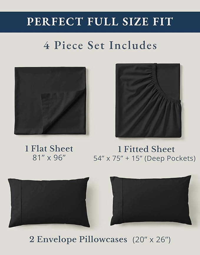 LANE LINEN 100% Organic Cotton Full Sheets Set, 4-Piece Pure Organic Cotton - Image 4