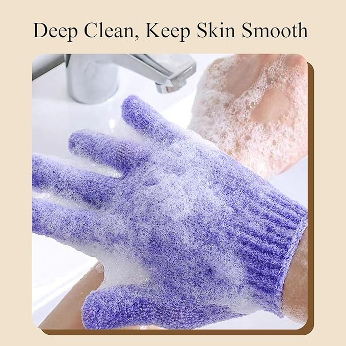 MOLOPPO 2 PCS Bath Glove Use Loofah Sponge Exfoliating Body Scrubber Deep - Image 4