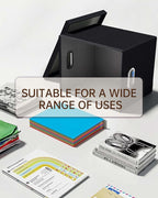 2 Pack File Storage Organizer, Filing Box, Portable File Box with Lid, Fit for Letter/Legal File Folder Storage, Document Organizer, Black