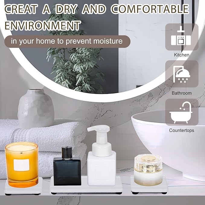 4PCS Stone Drying Trays for Bathroom Sink, Water Absorbing Stone Tray, Water - Image 7