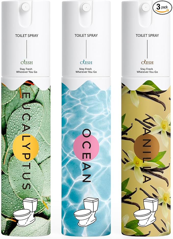 Travel Size Toilet Spray, Bathroom Odor Eliminator, 3 Pack, 1 fl oz Each by CLESH
