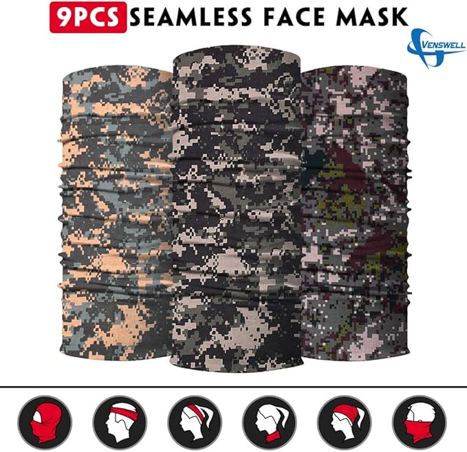 Venswell Neck Gaiter Face Mask Men Women, Seamless Bandana Rave Face Cover - Image 5