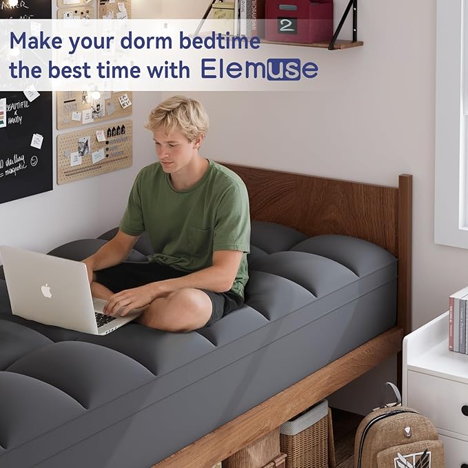ELEMUSE Twin XL Grey Mattress Topper - Image 5
