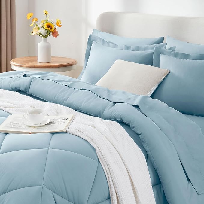 CozyLux Full Size Comforter Sets Light Blue - Image 9