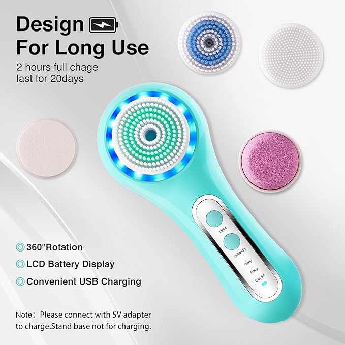 UMICKOO Electric Facial Cleansing Brush, 2-Way Rotating Face Scrubber - Image 7