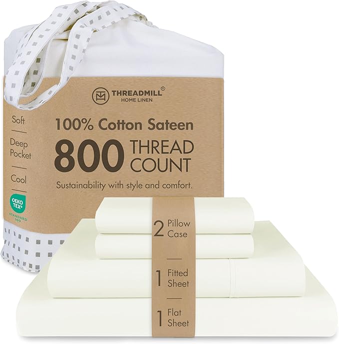 Threadmill Luxury 800 Thread Count Full Size 100% Cotton Sheets by ThreadmillHomeLinen