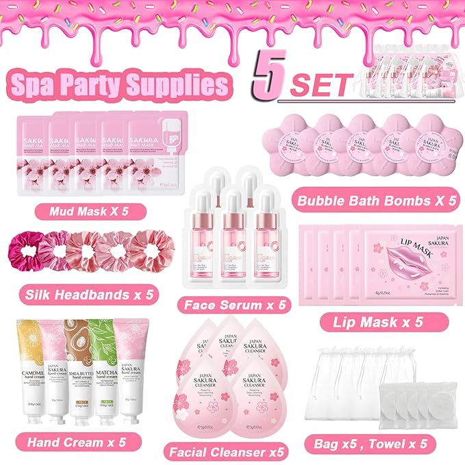 Spa Party Supplies for Women Girl, Face Cleanser, Hand Cream, Lip Mask - Image 3