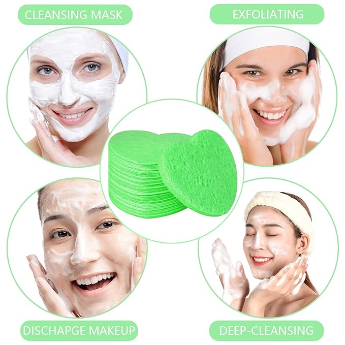 50-Count Facial Sponges Compressed, 100% Natural Cellulose Face Sponge - Image 7