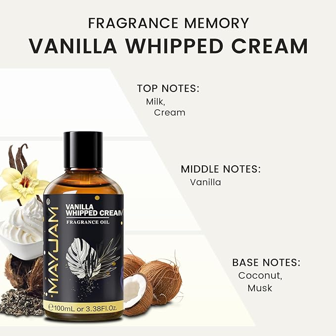 Vanilla Whipped Cream Fragrance Oil Essential Oil, MAYJAM 3.38FL.OZ Vanilla - Image 4