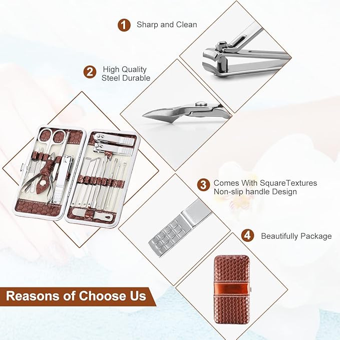 Nail Clippers Set 18 Pieces Stainless Steel Manicure Kit, Professional Grooming - Image 6