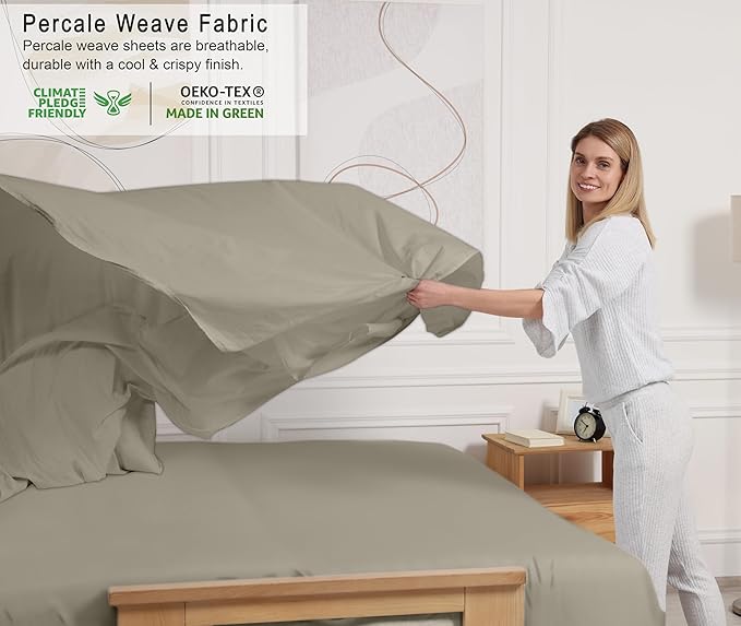 RUVANTI 100% Cotton Sheets – Full Size Percale Bedding, Cooling & Breathable - Image 3