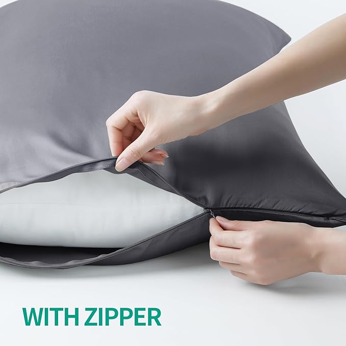 4-Pack Bamboo Viscose Zippered Pillow Cases Standard Size, 400 Thread Count - Image 4