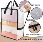 TAILI 4 Pack Clear Moving Bags w/Adjustable Backpack Straps, Moving Supplies, Moving Boxes Alternative, Heavy Duty Storage Totes for College Packing, Camping Backpack for Travel, Dorm, Laundry