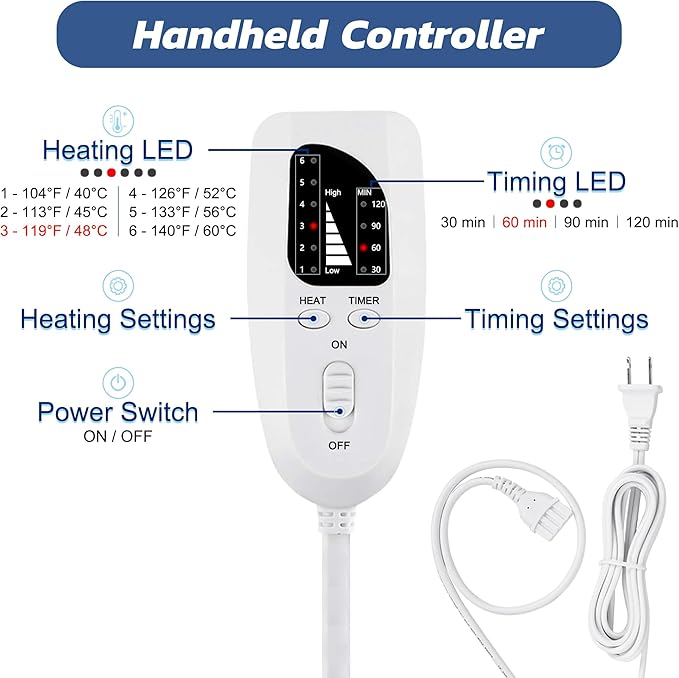 Electric Heating pad with 6 Heat Settings, Auto Shut Off, Dry Electric Heating - Image 4