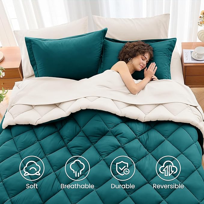 MUXHOMO 7 Pieces Full Comforter Set, Reversible Bed in a Bag Full Size - Image 6