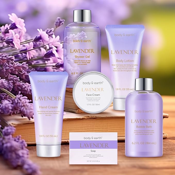 Spa Gifts for Women, Lavender Gift Set, Body & Earth 6 Pcs Bath Gift Sets - Image 3