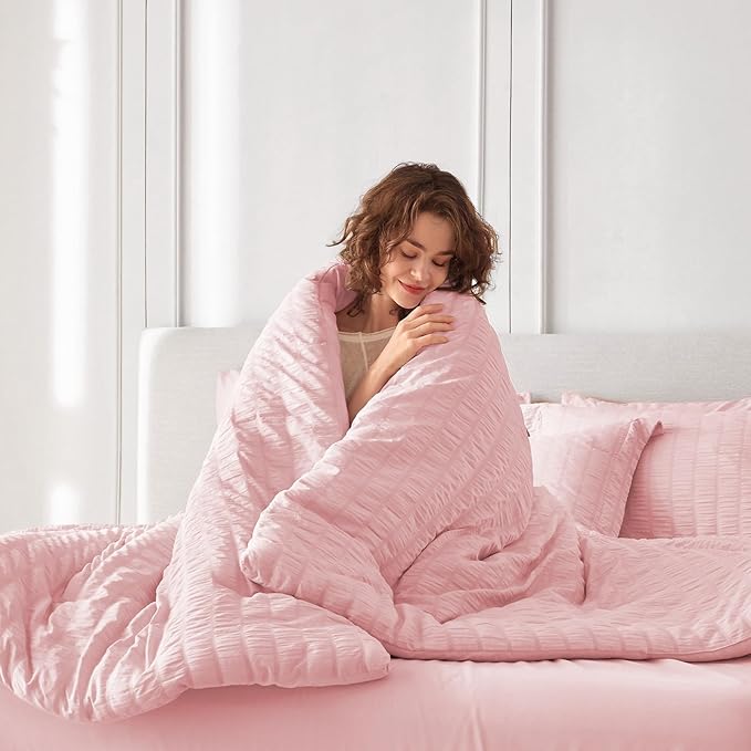 MUXHOMO 7 Pieces Full Comforter Set, Seersucker Bed in a Bag Full Size - Image 8