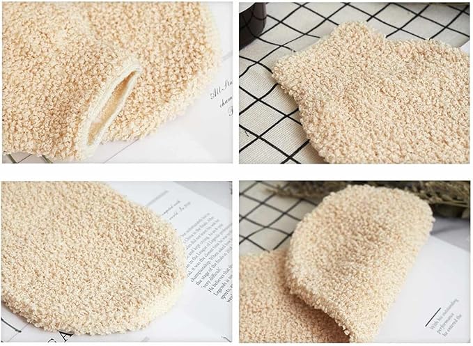 2 Pcs Exfoliating Gloves, Bath Shower Gloves Mitts Bamboo Fiber Bath Body - Image 4