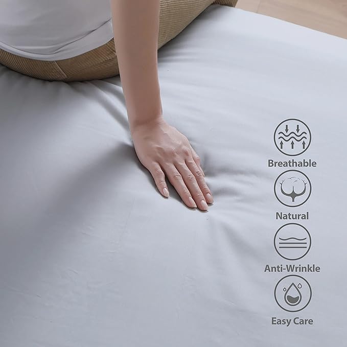 100% Egyptian Cotton Fitted Sheet Queen Size Gray, 600 Thread Count, 8-16" Deep - Image 2