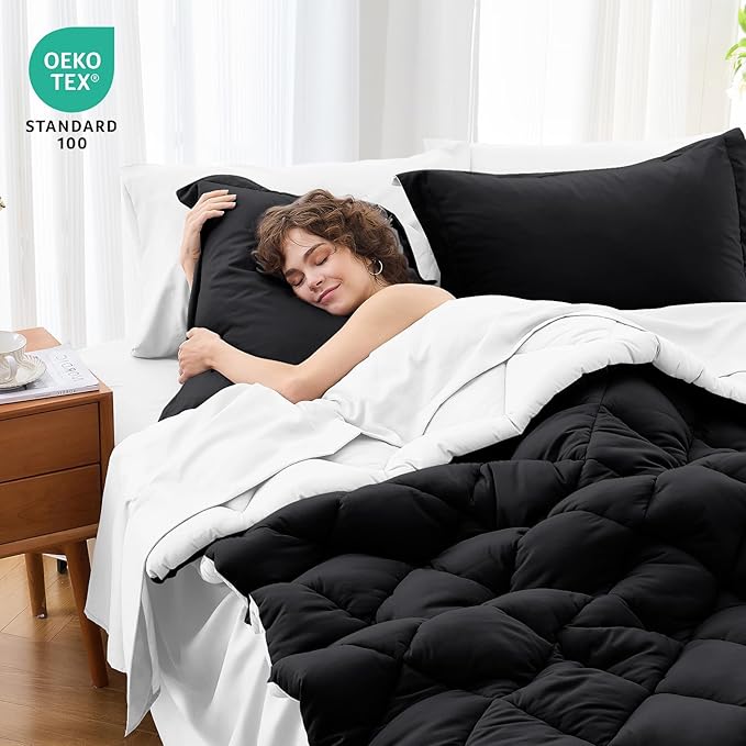 MUXHOMO 7 Pieces California King Comforter Set, Reversible Bed in a Bag Cal - Image 4
