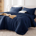 MUXHOMO 7 Pieces Full Comforter Set, Seersucker Bed in a Bag Full Size by MUXHOMO