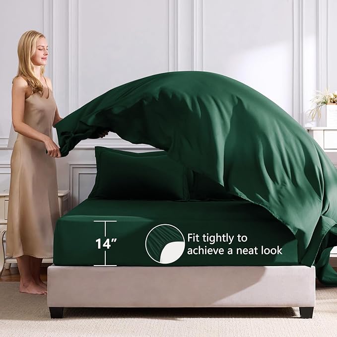 CozyLux King Size Comforter Set Emerald Green - Image 5