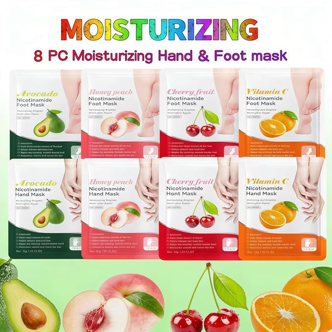 8 Piece At-Home Hand & Foot SPA Hydrating Mask Set - Image 2