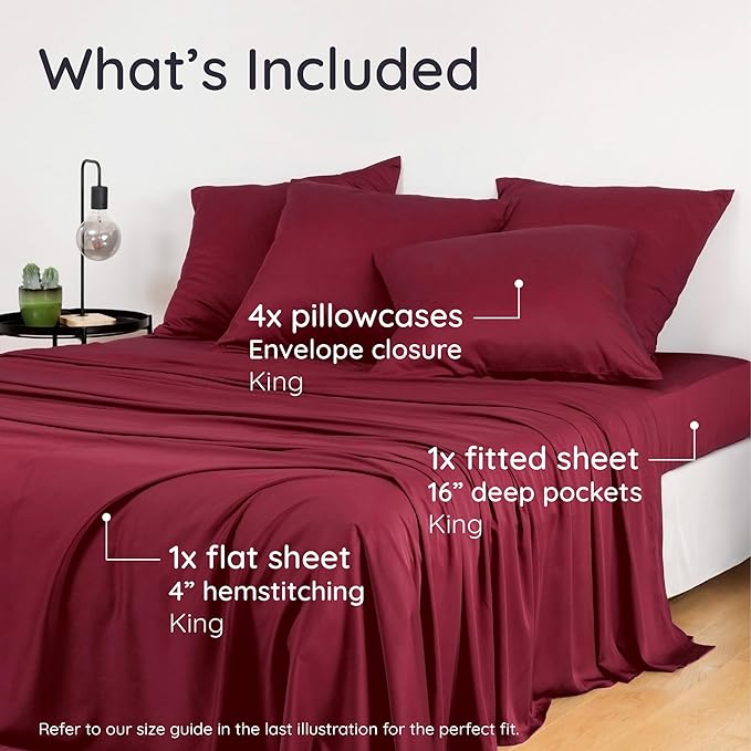 Bambaw 100% Viscose Derived from Bamboo Sheets King Set – 6pcs Set of Cooling - Image 2