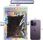 6x9 inch Holographic Bags with Party Favor Mylar Bags Coffee Storage for Small Business 50Pcs Resealable