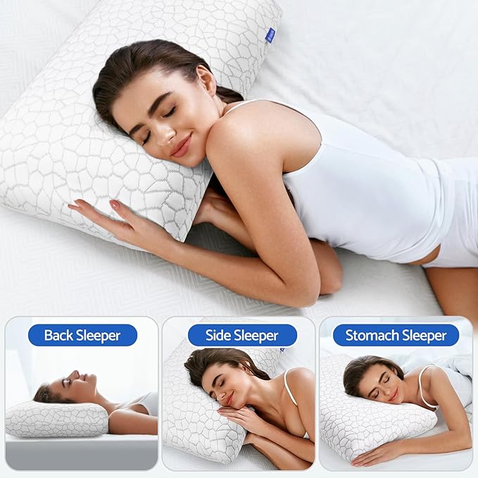 CushZone Memory Foam Pillows for Sleeping, Bed Pillow - Image 7
